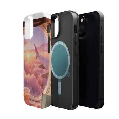 iPhone Magnetic Case "Airplane Window Sunset Travel"