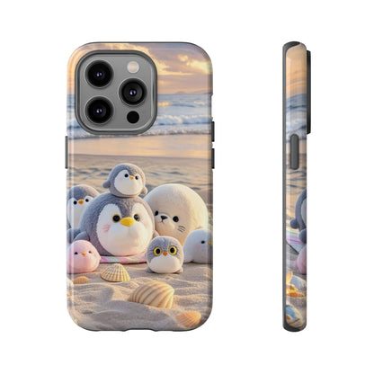 Cute Plush Penguins Beach Phone Case