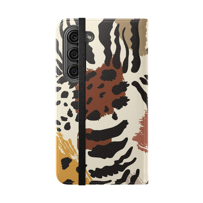 Leopard Patchwork Flip Wallet Case with Card Slots