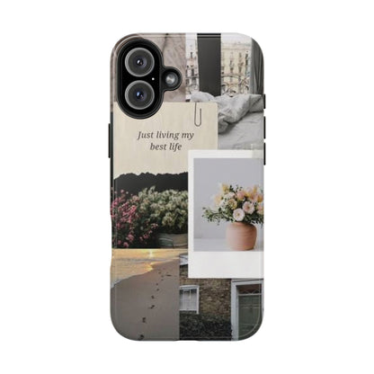 Inspirational Floral Phone Case – Cover with "Just Living My Best Life"