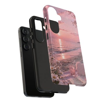 Pink Sunset Beach Phone Case "Romantic Seaside"