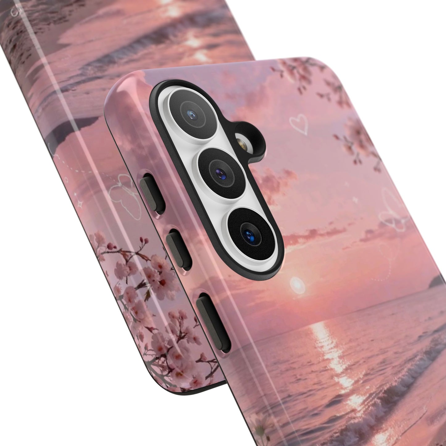 Pink Sunset Beach Phone Case "Romantic Seaside"