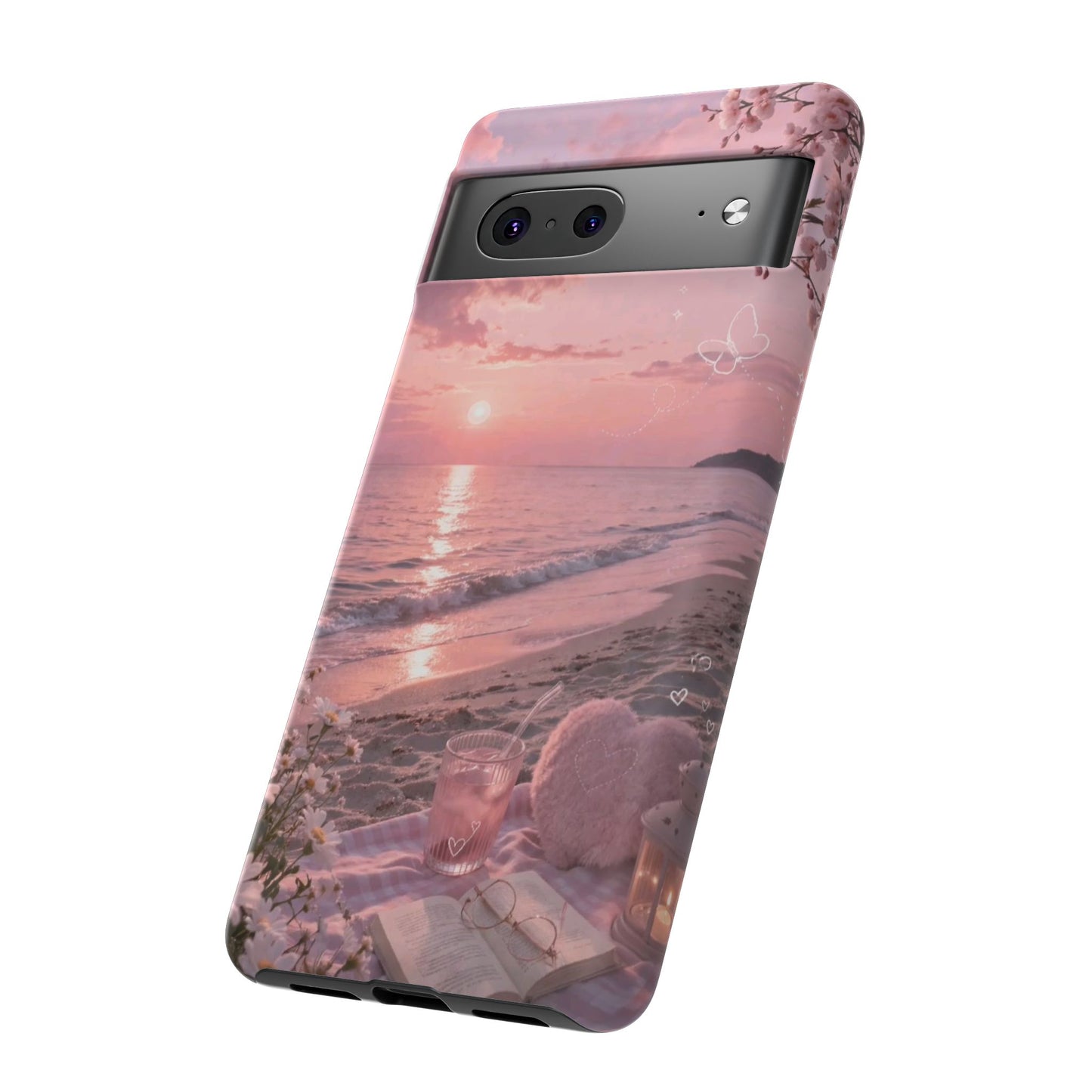 Pink Sunset Beach Phone Case "Romantic Seaside"