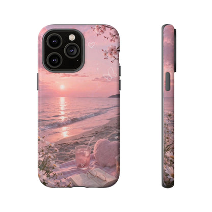 Pink Sunset Beach Phone Case "Romantic Seaside"