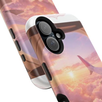 iPhone Magnetic Case "Airplane Window Sunset Travel"