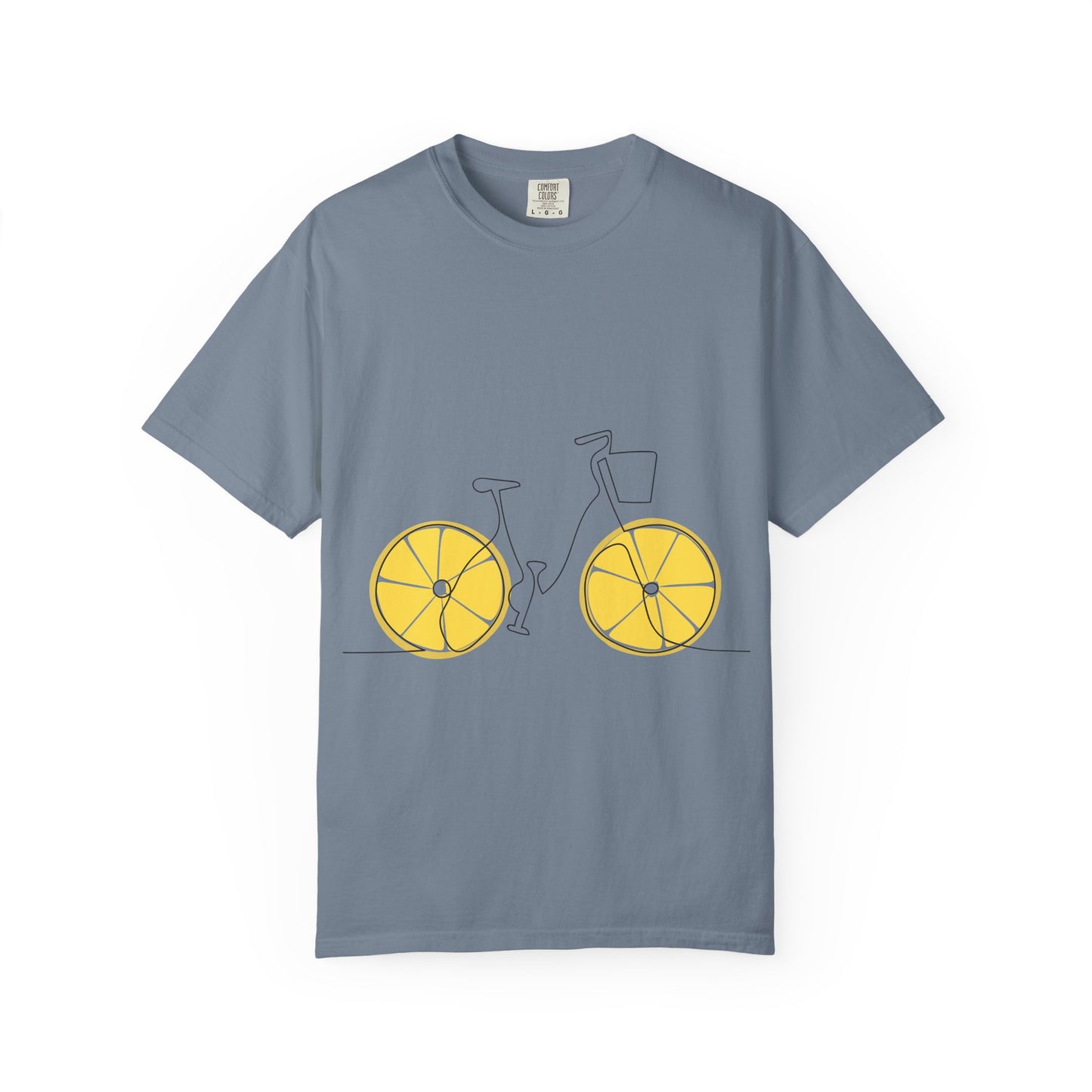 Lemon Wheel Bike T-Shirt — Citrus Bicycle Graphic  Coton Tee