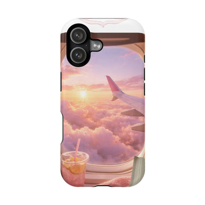iPhone Magnetic Case "Airplane Window Sunset Travel"