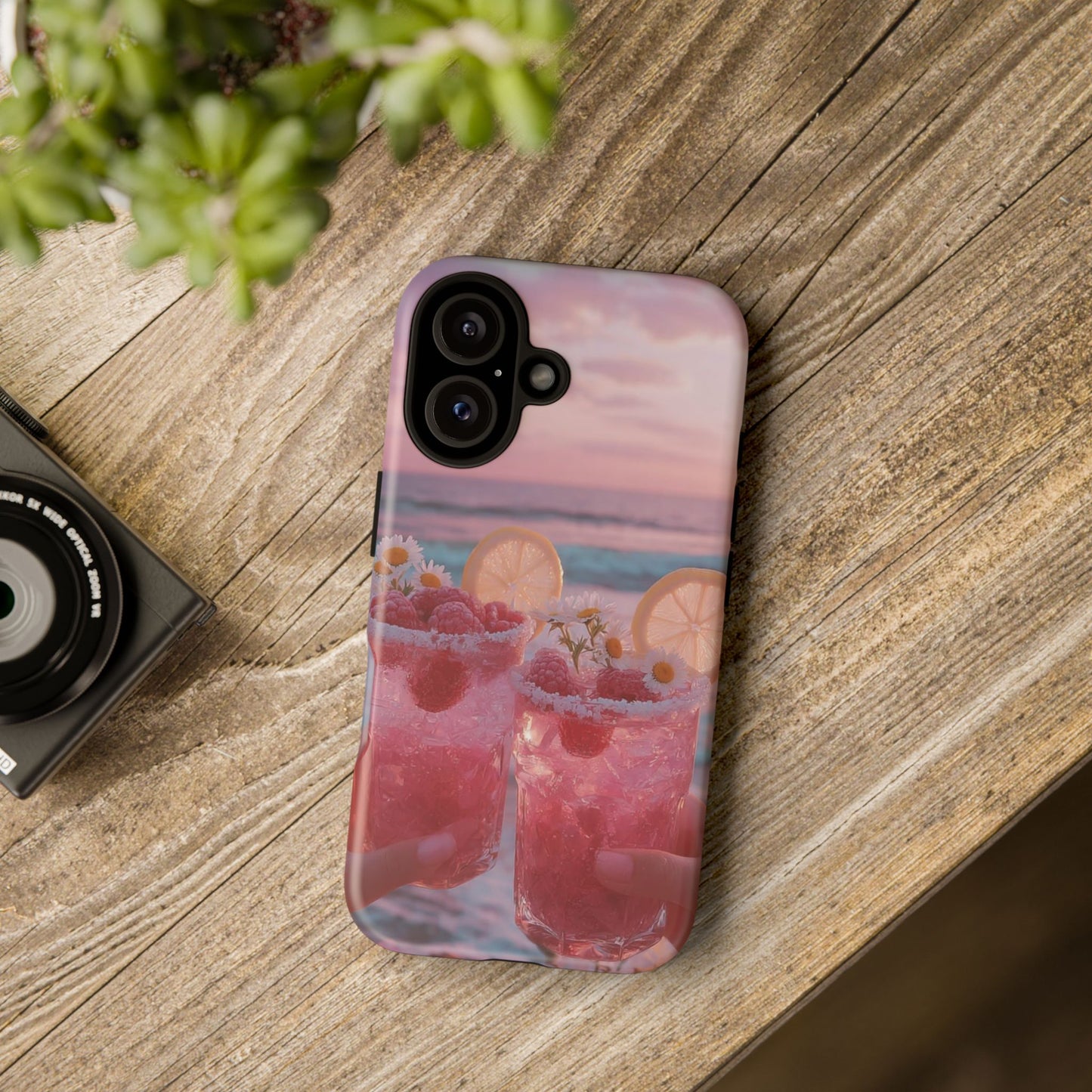 Pink Sunset Cocktail Phone Case — Beach Drink Protective Cover