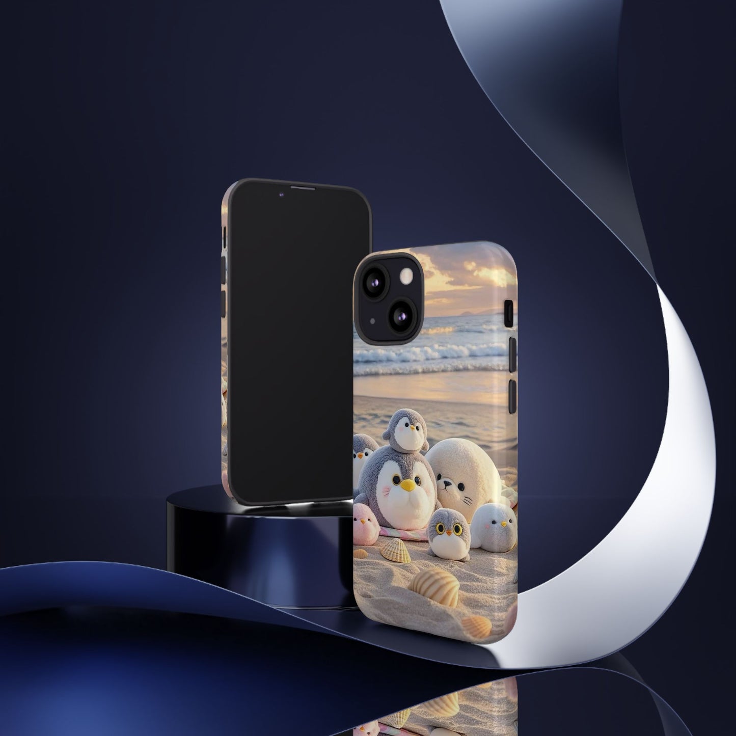 Cute Plush Penguins Beach Phone Case