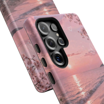 Pink Sunset Beach Phone Case "Romantic Seaside"