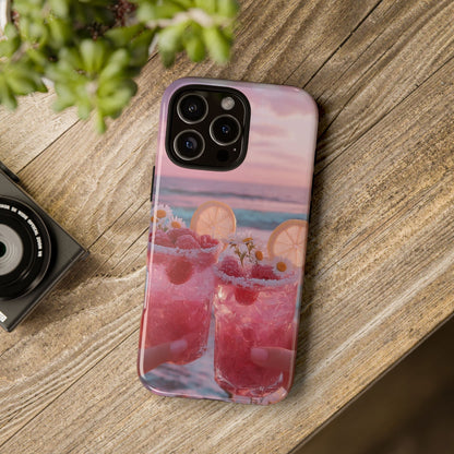 Pink Sunset Cocktail Phone Case — Beach Drink Protective Cover