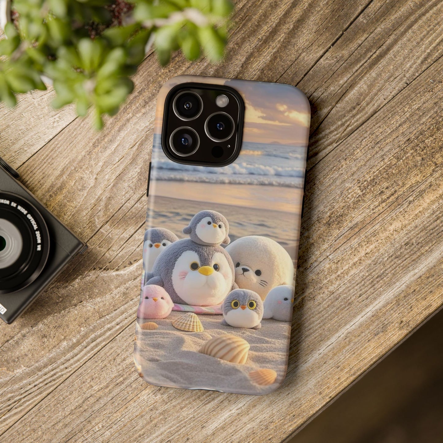 Cute Plush Penguins Beach Phone Case