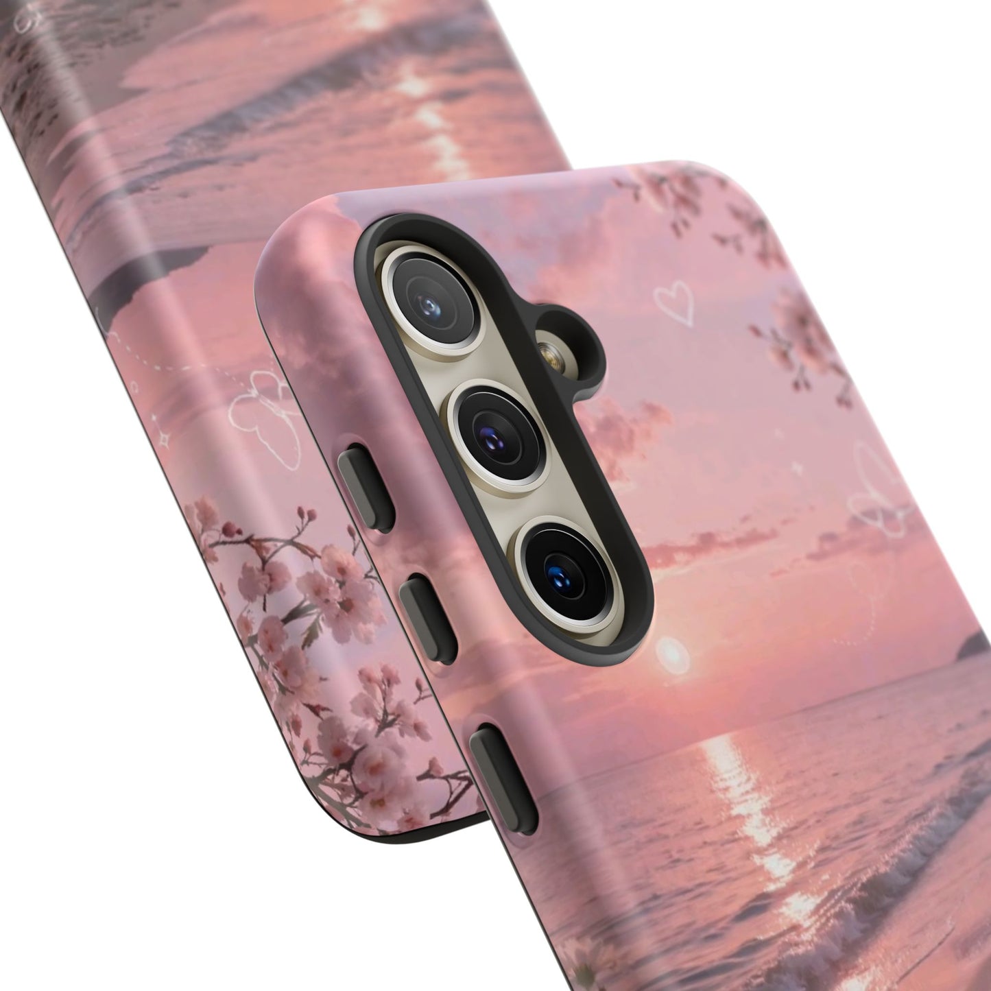 Pink Sunset Beach Phone Case "Romantic Seaside"