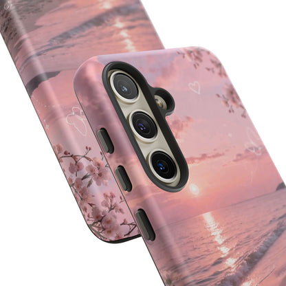 Pink Sunset Beach Phone Case "Romantic Seaside"