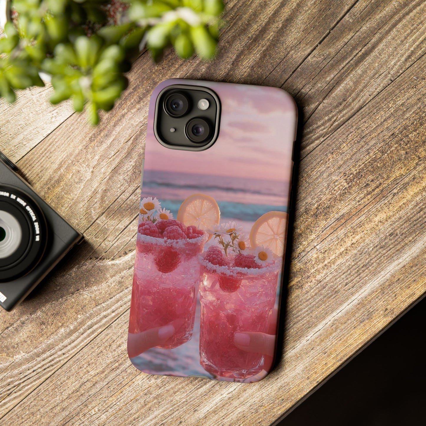 Pink Sunset Cocktail Phone Case — Beach Drink Protective Cover