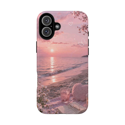 Pink Sunset Beach Phone Case "Romantic Seaside"