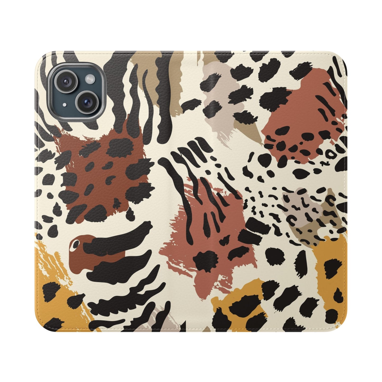 Leopard Patchwork Flip Wallet Case with Card Slots