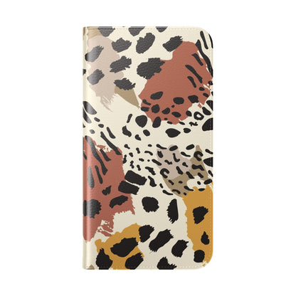 Leopard Patchwork Flip Wallet Case with Card Slots