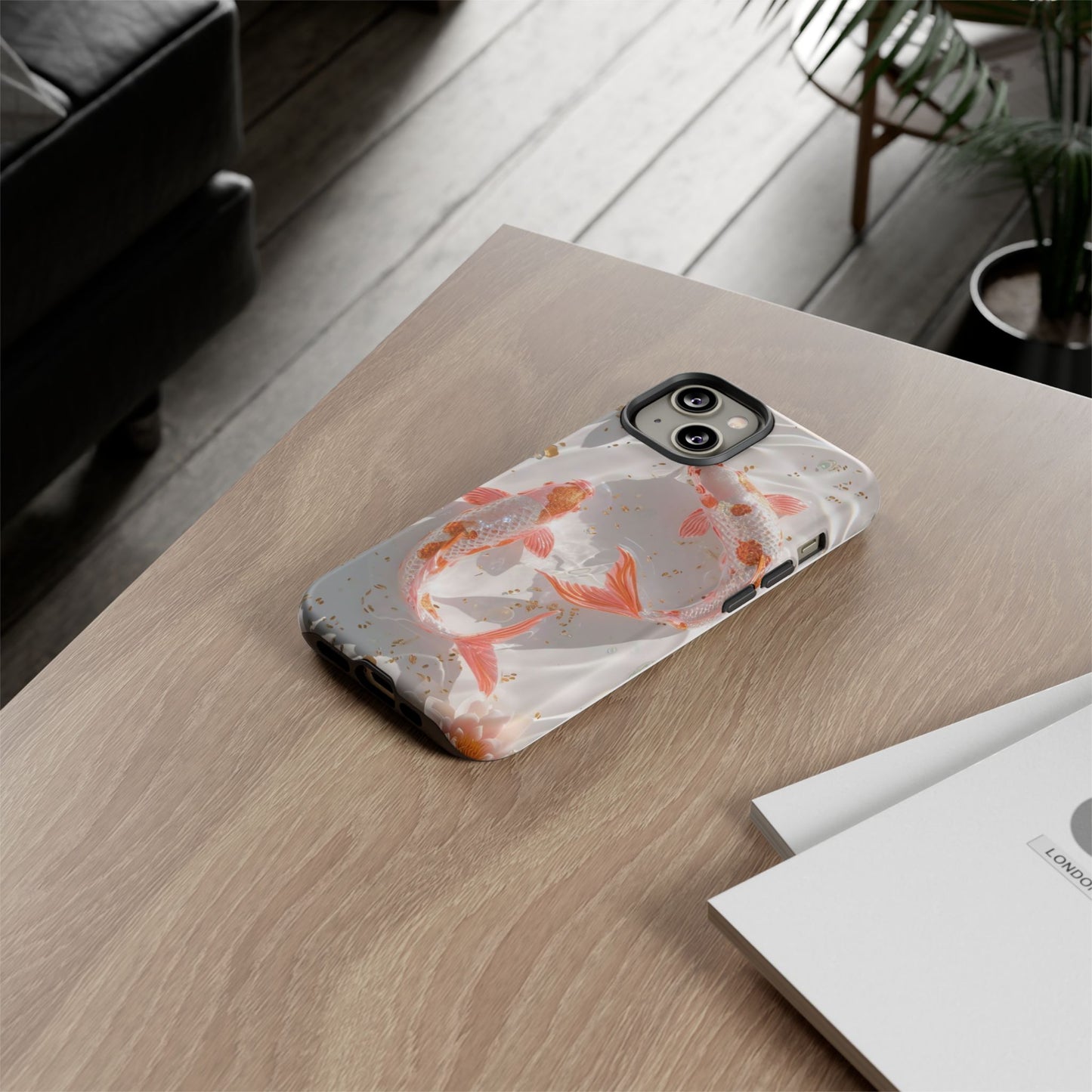 Koi Fish Phone Case "Serene Gold Fleck Watercolor"