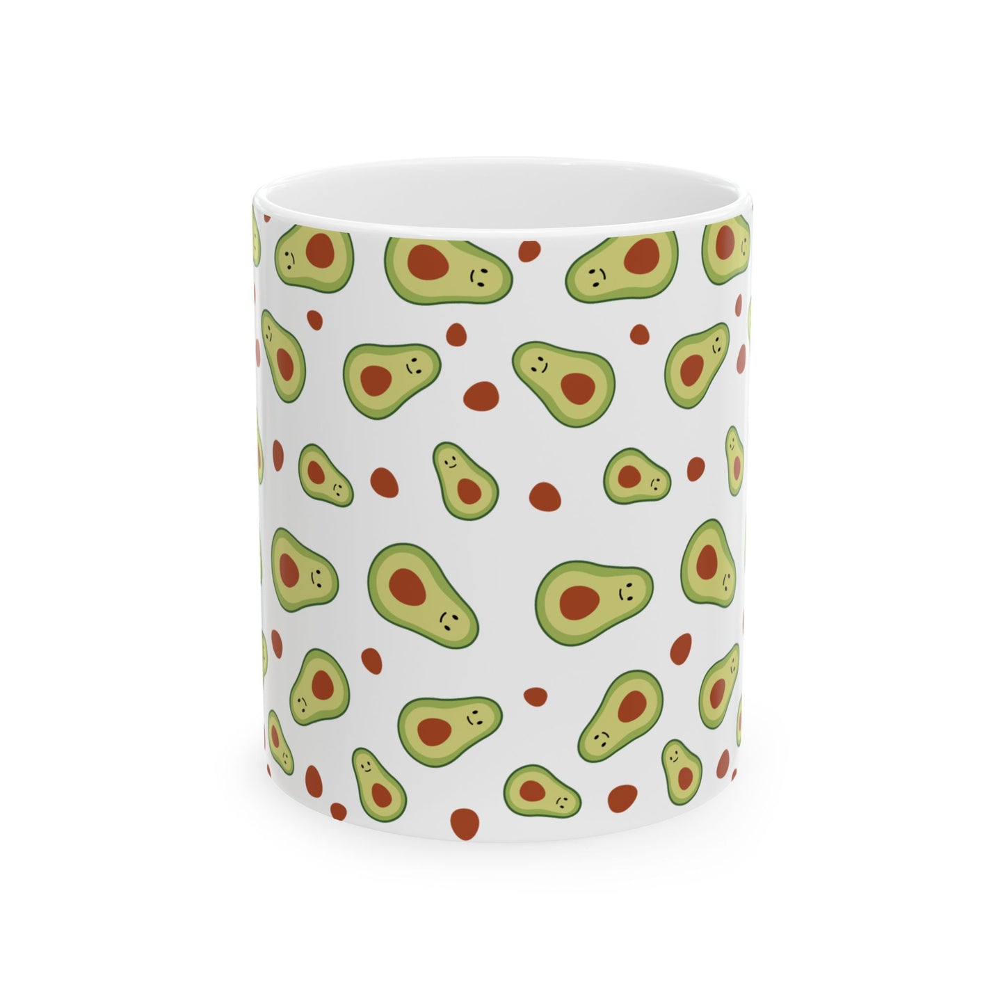 Cute Avocado Pattern Mug | Ceramic Coffee Cup, 11oz or 15oz