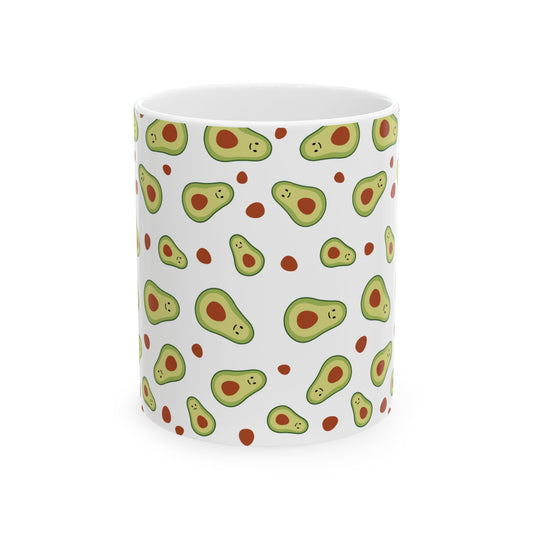 Cute Avocado Pattern Mug | Ceramic Coffee Cup, 11oz or 15oz