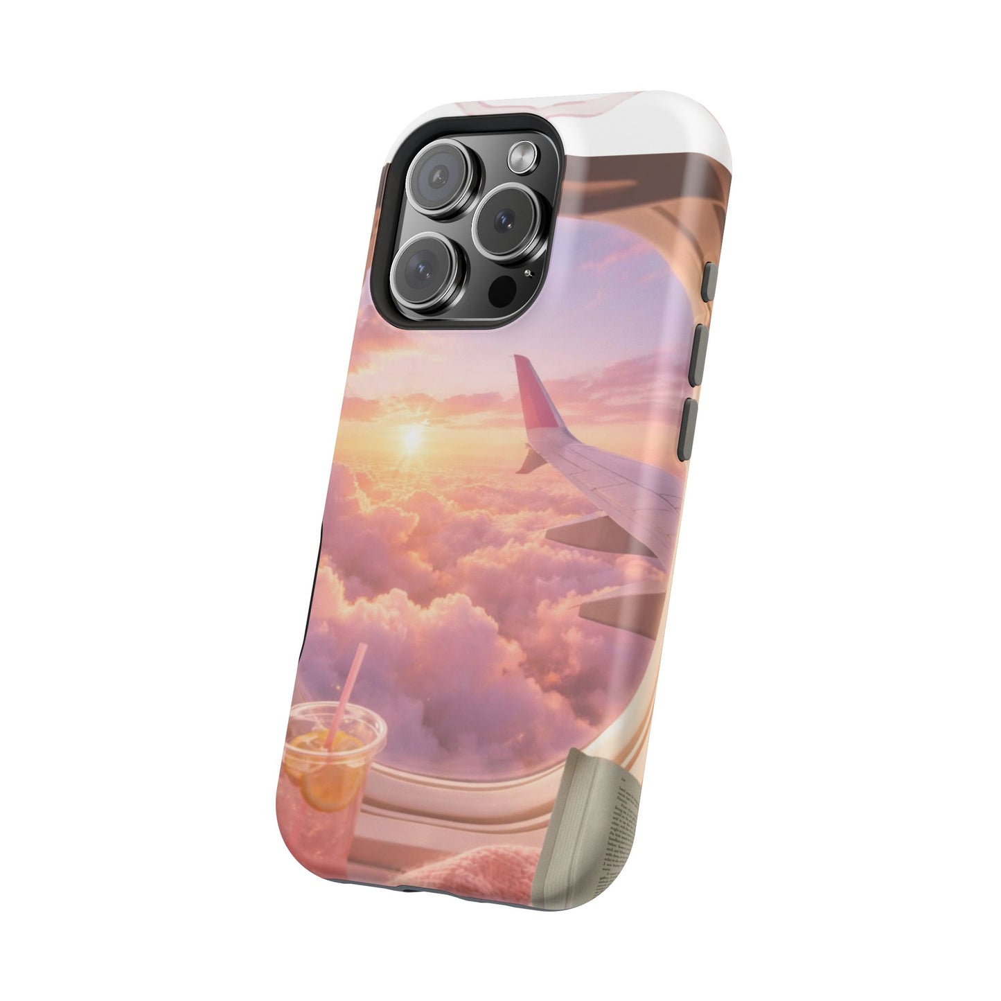 iPhone Magnetic Case "Airplane Window Sunset Travel"