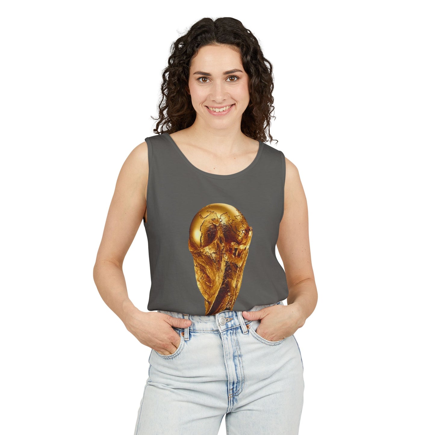 World Cup Trophy Tank Top — Gold FIFA Cup Soccer Fan Shirt