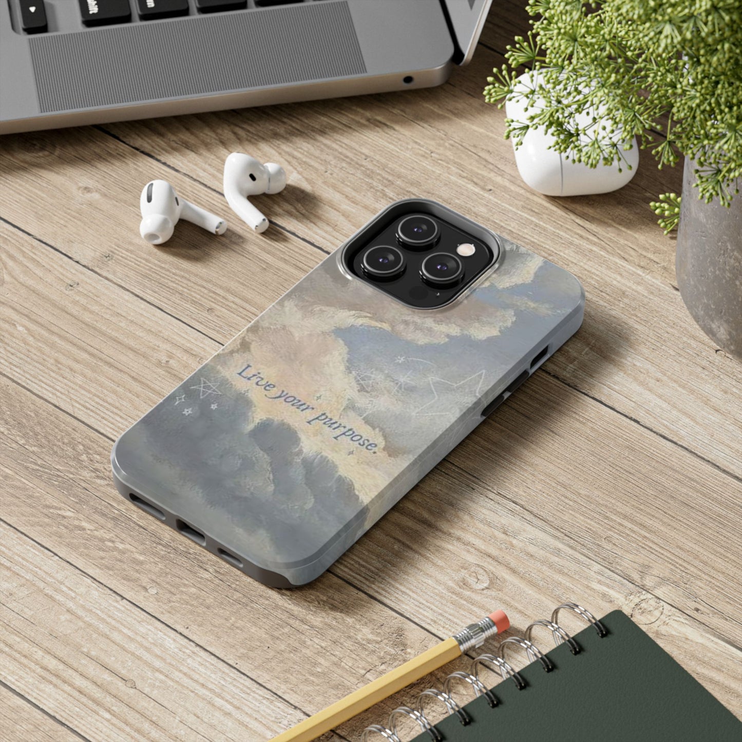 Cloudy Sky 'Live Your Purpose' Tough Phone Case — Motivational Protective Phone Cover