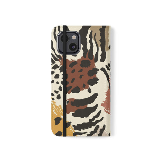 Leopard Patchwork Flip Wallet Case with Card Slots Samsung - iPhone