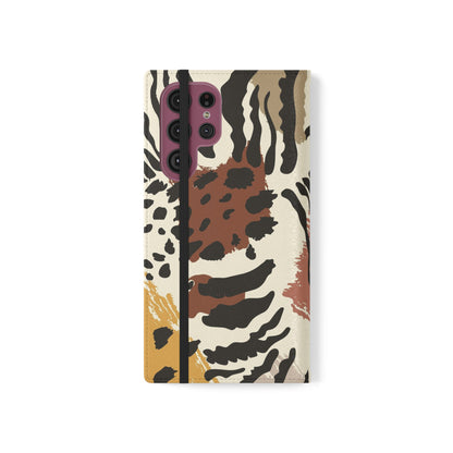 Leopard Patchwork Flip Wallet Case with Card Slots