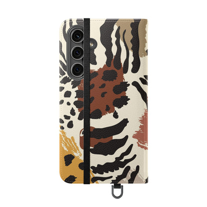 Leopard Patchwork Flip Wallet Case with Card Slots