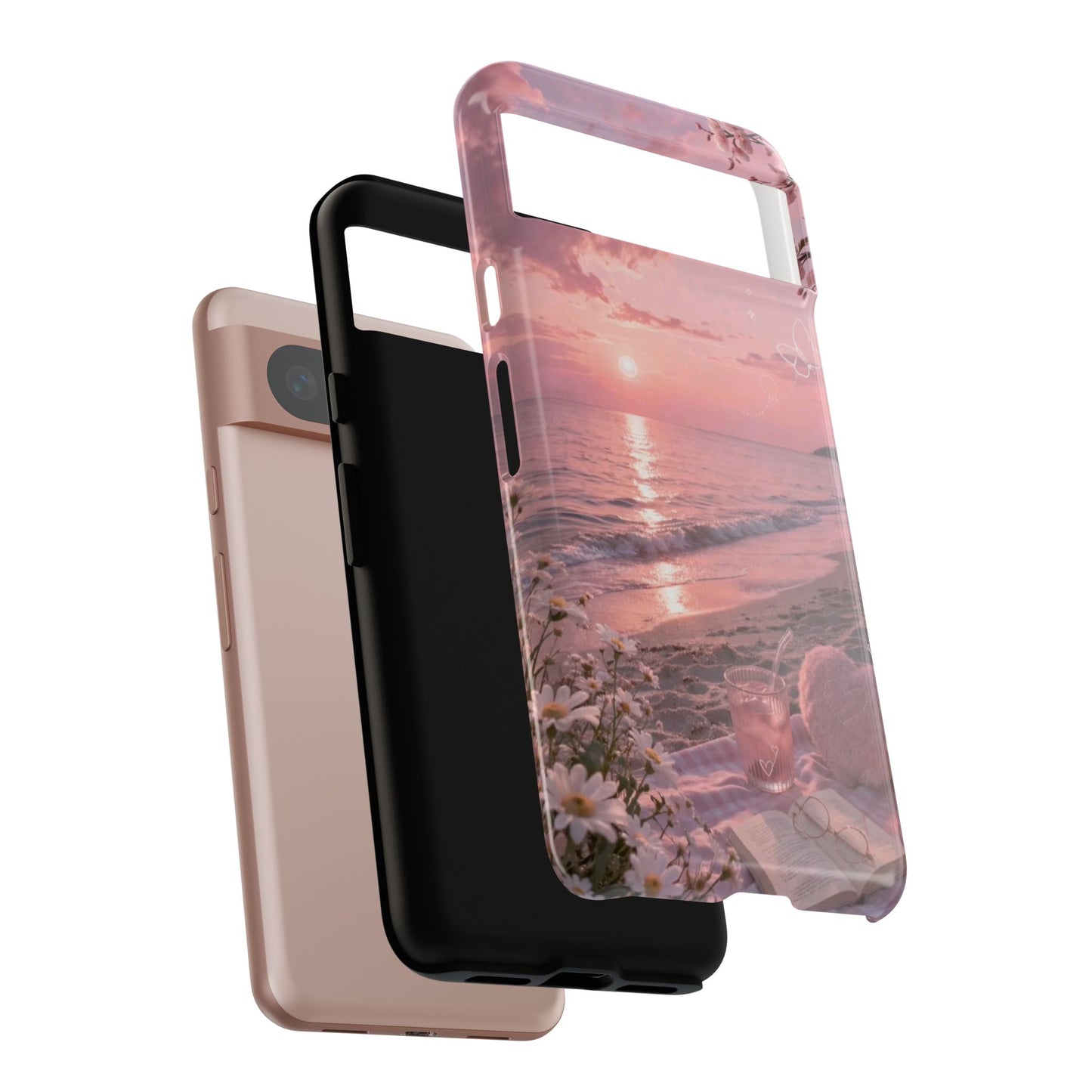 Pink Sunset Beach Phone Case "Romantic Seaside"