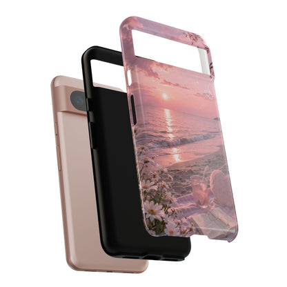 Pink Sunset Beach Phone Case "Romantic Seaside"