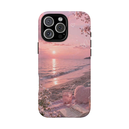 Pink Sunset Beach Phone Case "Romantic Seaside"