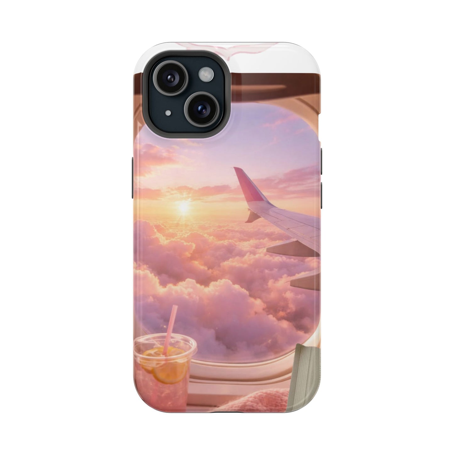 iPhone Magnetic Case "Airplane Window Sunset Travel"