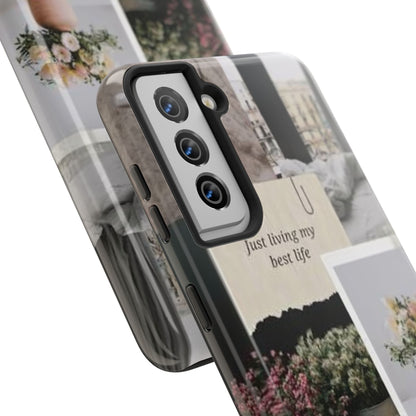 Inspirational Floral Phone Case – Cover with "Just Living My Best Life"