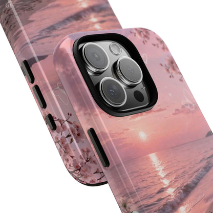Pink Sunset Beach Phone Case "Romantic Seaside"