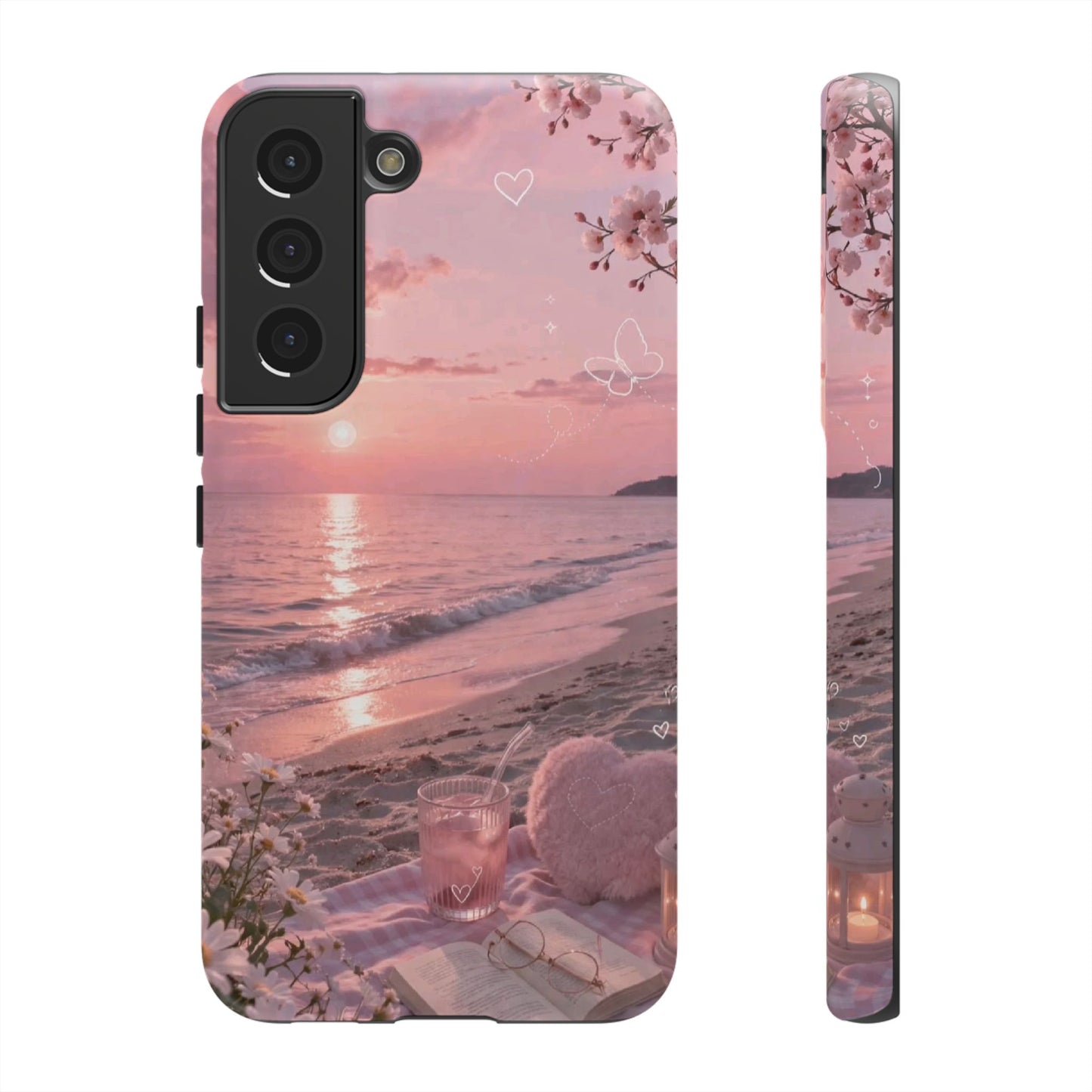 Pink Sunset Beach Phone Case "Romantic Coastal"