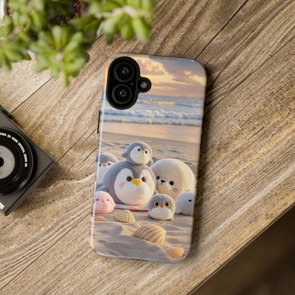Cute Plush Penguins Beach Phone Case