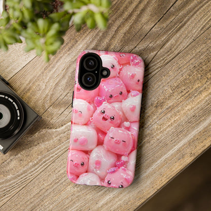 Cute Soft-Pink Character Protective Phone Case
