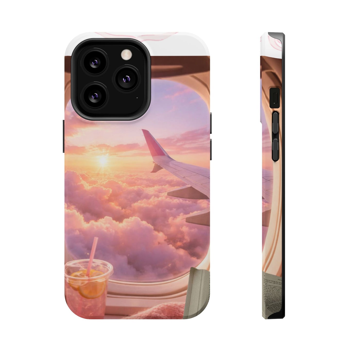 iPhone Magnetic Case "Airplane Window Sunset Travel"