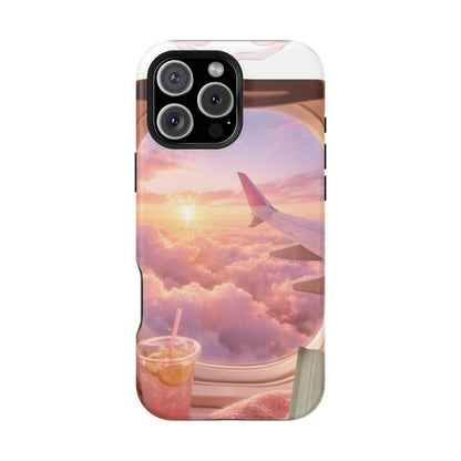 iPhone Magnetic Case "Airplane Window Sunset Travel"