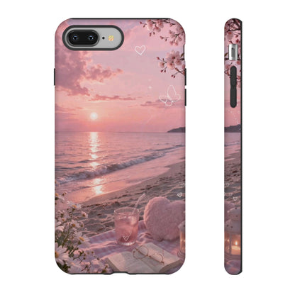 Pink Sunset Beach Phone Case "Romantic Seaside"