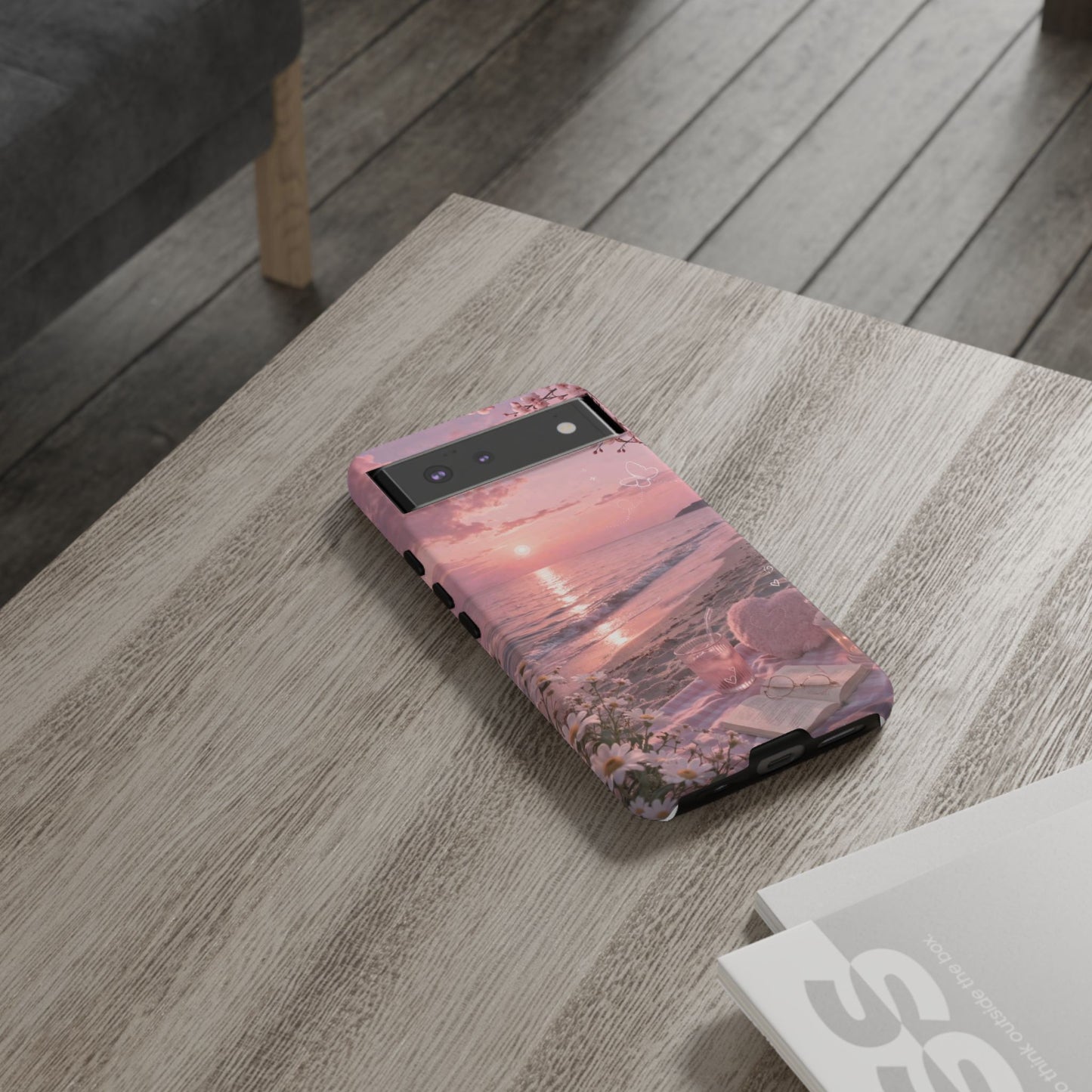 Pink Sunset Beach Phone Case "Romantic Seaside"