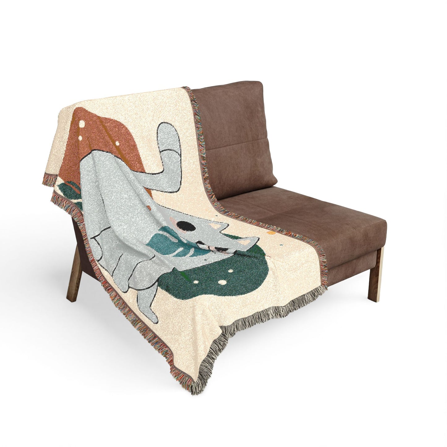 Cat Leaf Throw Blanket — Cute Cozy Woven Blanket for Cat Lovers