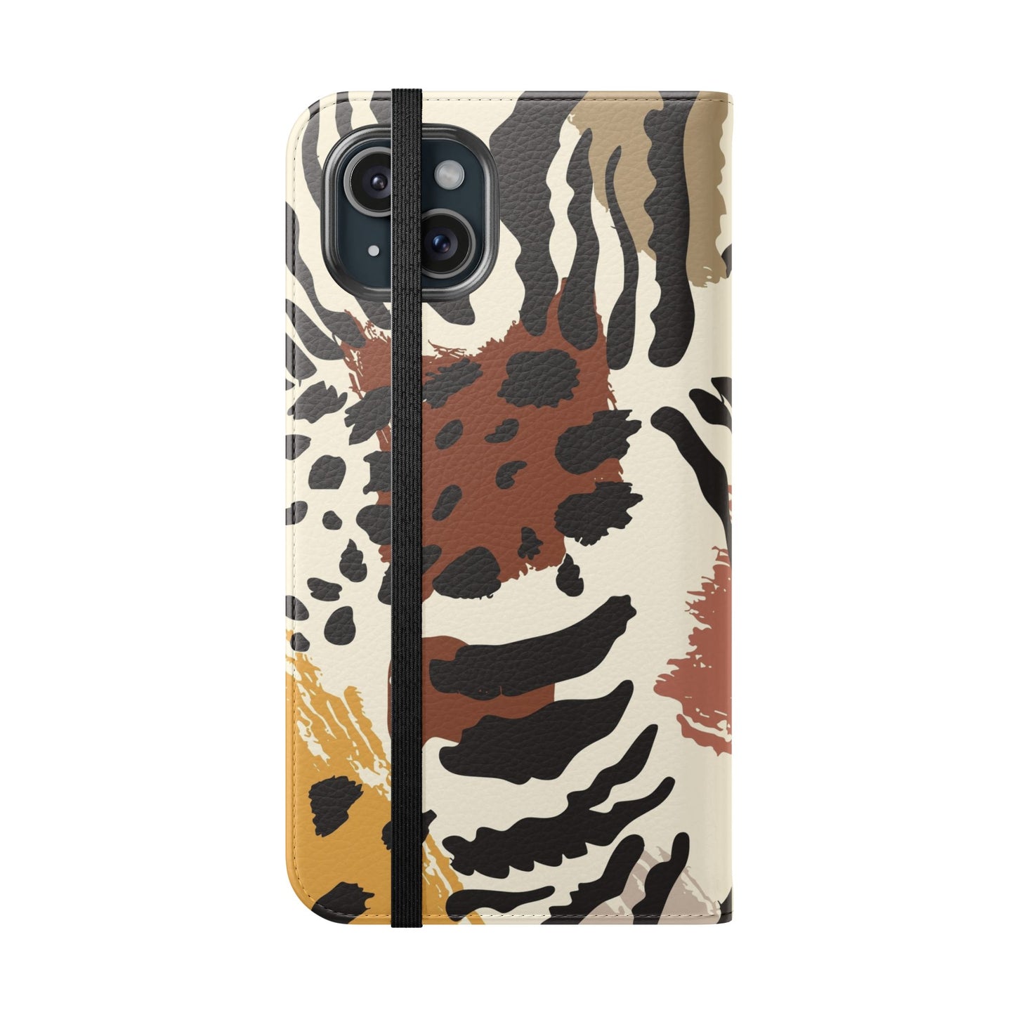 Leopard Patchwork Flip Wallet Case with Card Slots
