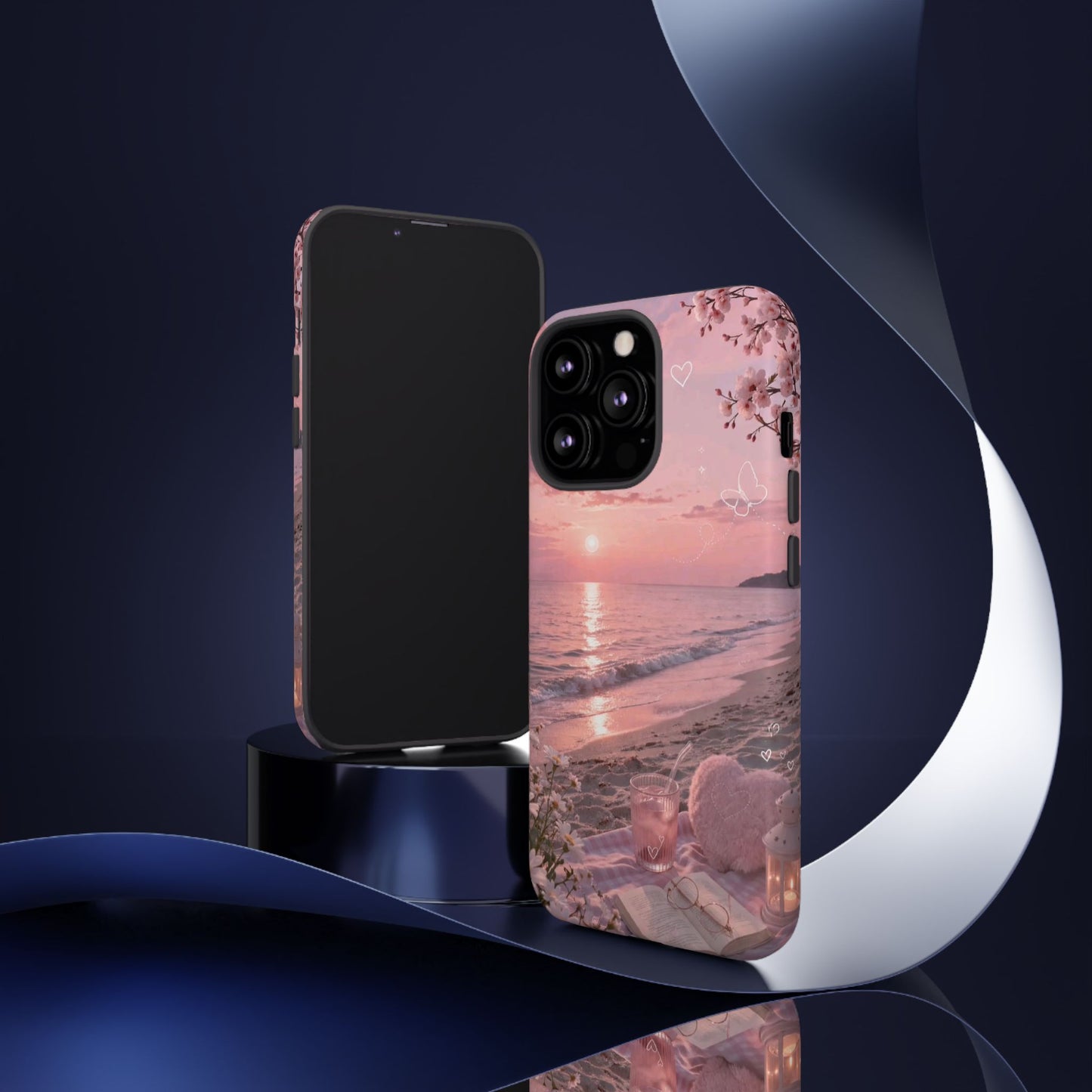 Pink Sunset Beach Phone Case "Romantic Seaside"