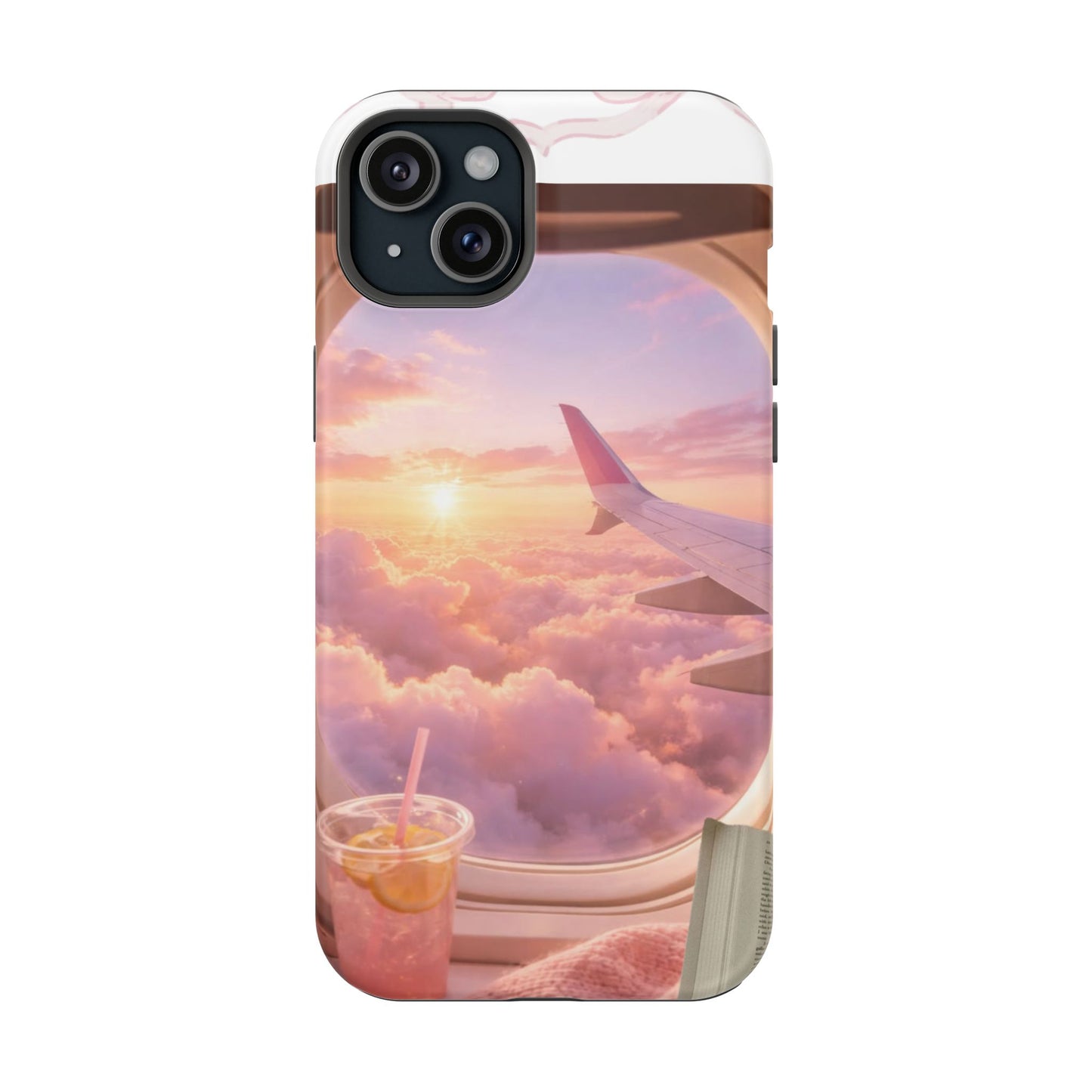 iPhone Magnetic Case "Airplane Window Sunset Travel"