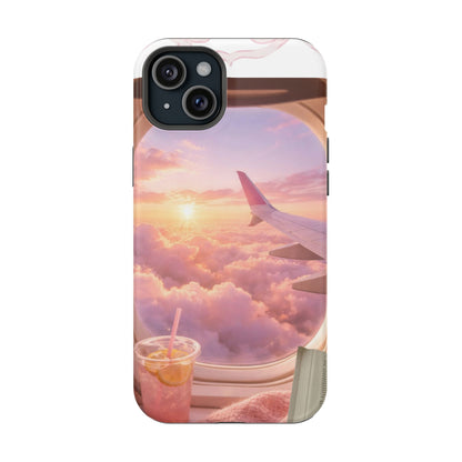 iPhone Magnetic Case "Airplane Window Sunset Travel"