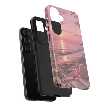 Pink Sunset Beach Phone Case "Romantic Seaside"